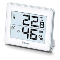 The thermo hygrometer perfectly monitors your indoor environment. It displays the temperature and humidity. The face icons help you to classify the values.